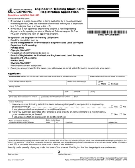 F Engineer-In-Training Short Form Registration Application - Edit, Fill, Sign Online | Handypdf