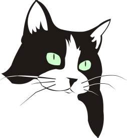 cat face black and white vector clipart - Free Cat face Clipart