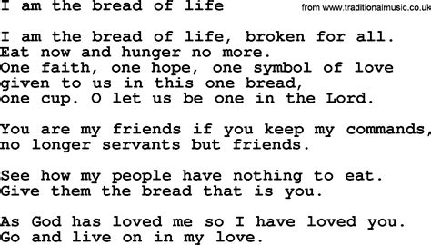 Catholic Hymns, Song: I Am The Bread Of Life - lyrics and PDF