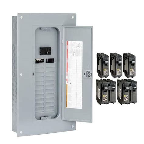 Square D Homeline 100 Amp 24-Space 48-Circuit Indoor Main Breaker Plug-On Neutral Load Center ...