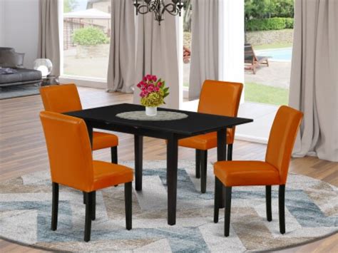 NOAB5-BLK-61 5-Pc Table Set - 4 Padded Chairs and Table - Linen White ...