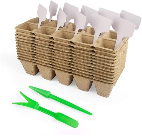 Seed Starter Trays, Biodegradable 10 Grids Square Peat Pots Planting ...
