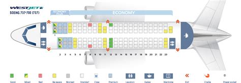 Seat map Boeing 737-700 WestJet. Best seats in the plane