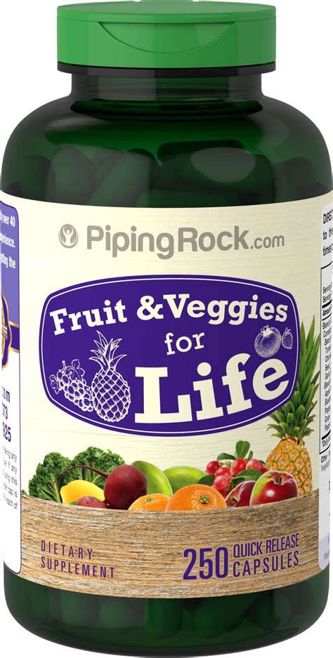 Fruit and Veggies for Life, 250 Capsules | PipingRock Health Products | Healthy fruits and ...