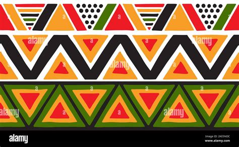 Seamless borders with triangle African motifs. colorful vector patterns Stock Vector Image & Art ...