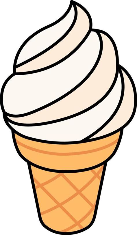 Vanilla Ice cream cone Dessert Icon Element illustration colored outline 16248649 Vector Art at ...