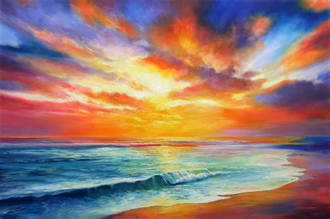 Sunset Symphony - Large Seascape Painting | Artfinder