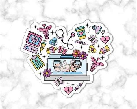 NICU Nurse Sticker, Cute Neonatal Nurse Sticker, Baby Isolette Nurse Laptop Decal, Labor and ...