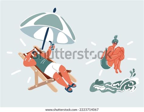 Cartoon Vector Illustration People On Seaside Stock Vector (Royalty Free) 2223714067 | Shutterstock