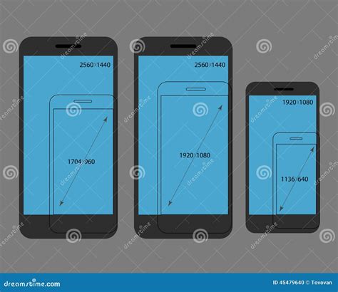 Different Modern Smartphone Resolutions Comparison Stock Vector ...