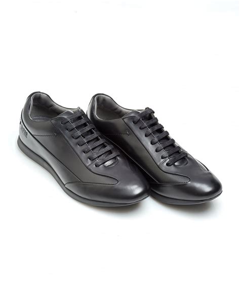 Hugo Boss Black Mens Fult Trainers, Smooth Leather Black Sneakers