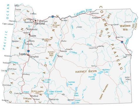 Oregon Lakes and Rivers Map - GIS Geography