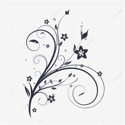 Floral Flourish Silhouette PNG Images, Vector Illustration Of Swirling ...