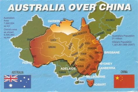 My postcards: Australia-China Map Postcard