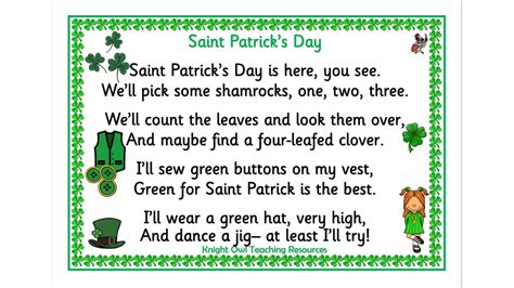 St Patrick’s Day Poem (unjoined script)