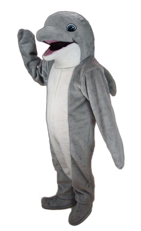 a person in a shark costume standing with one hand up to the side and ...