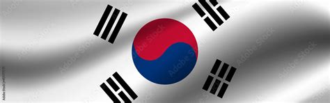 Banner with the flag of South Korea Fabric texture of the flag of South ...