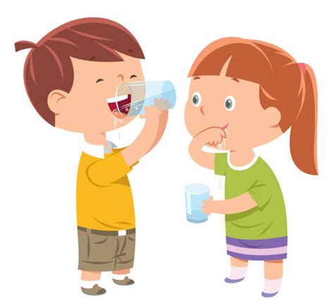 Kids Drinking Water Clip Art