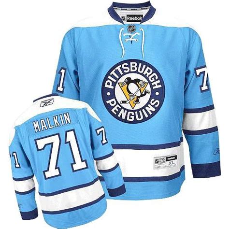 Pittsburgh Penguins NO.71 Evgeni Malkin Men's Jersey (Light Blue ...