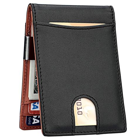 Money Clip Wallet Mens Slim Card Wallet RFID Blocking Minimalist Bifold Mini Credit Card Wallet ...