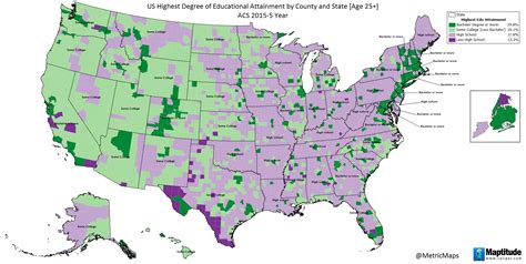 Highest Degree of Education by County and State : r/MapsofAmerica