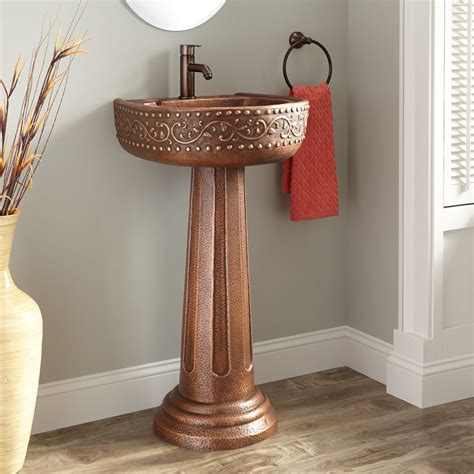 VINE HAMMERED COPPER PEDESTAL SINK - Bathroom - Cincinnati - by Signature Hardware