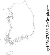 290 Map Black Outline South Korea Clip Art | Royalty Free - GoGraph