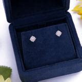 Artisan Carat Halo Stud Earrings in 18k White Gold | Everyday Jewelry