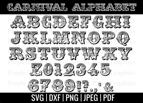 Vintage Circus Font Clipart Carnival Letters Numbers and | Etsy