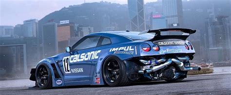 Nissan GT-R Drift Car with Exposed Rear-Mounted Turbos Rendered, Should ...