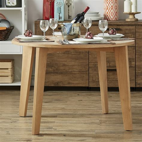 Weston Home Baxter Wood Angled Leg Round Dining Table, Light Oak ...