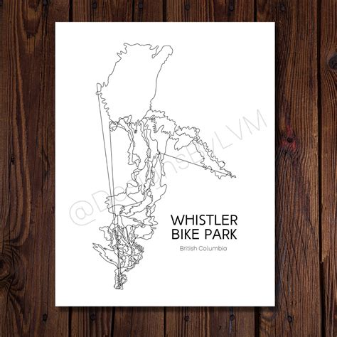 Bike Park / Trail Map Art Whistler Bike Park, British Columbia digital ...