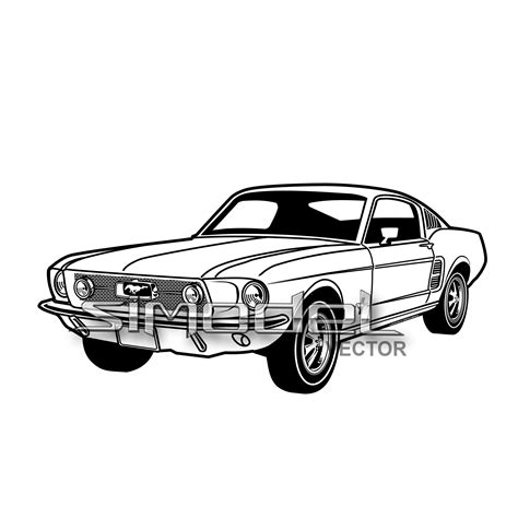 Ford Mustang 1967 Svgeps Car Vector Aidxf Png Jpg - Etsy