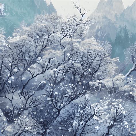 Aqua and White Snowy Mountain Matte Painting · Creative Fabrica