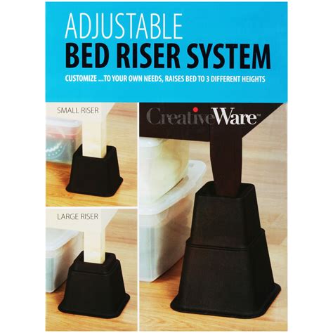 CreativeWare Adjustable Bed Riser System in Black - Walmart.com | Bed risers, Adjustable bed ...