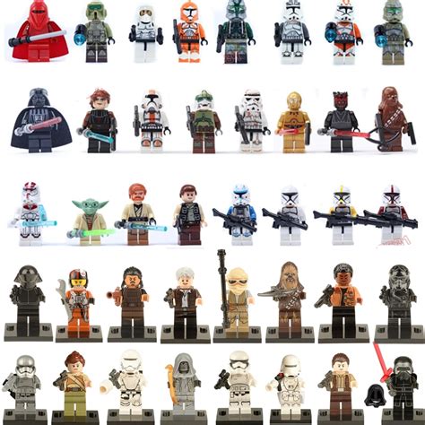 40pcs Toy Minifigs Jedi Skywalker Darth Maul Force Awakens Storm Trooper Yoda Building Blocks ...