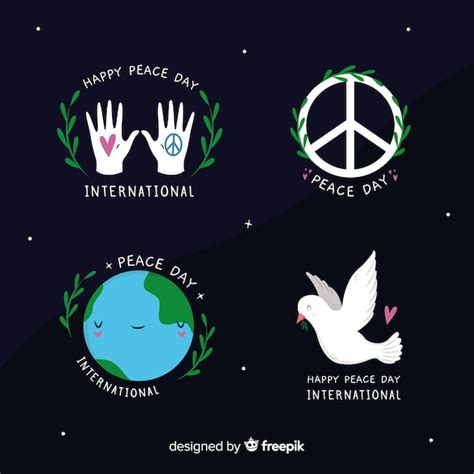 Free Vector | Hand drawn peace day symbols collection