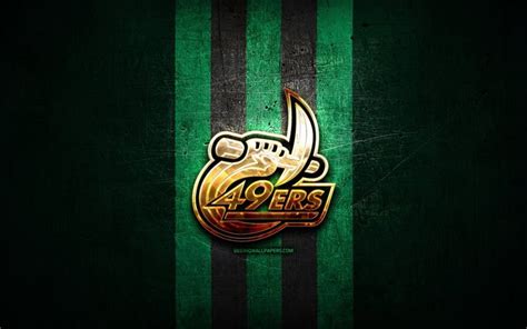 Download wallpapers Charlotte 49ers, golden logo, NCAA, green metal ...