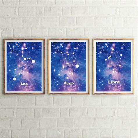 Constellation Zodiac Posters And Prints Wall Art Canvas Painting Wall Pictures Constellation Art ...