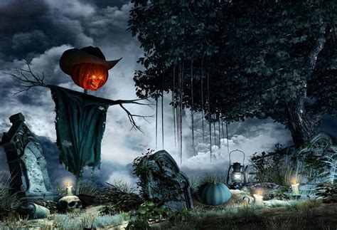 Buy discount Scary Halloween Backdrop for Photography Dark Clouds ...