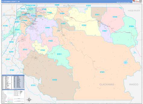 Clackamas County, OR Wall Map Color Cast Style by MarketMAPS - MapSales