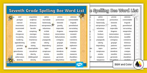 Printable 7th Grade Spelling Bee Practice | Twinkl USA