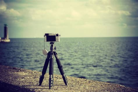 Photo Camera on Tripod in Nature Stock Image - Image of camera ...