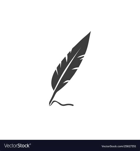 Black feather pen writing logo template Royalty Free Vector