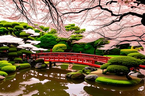 Japanese Garden with Cherry Blossoms Graphic by eifelArt Studio ...