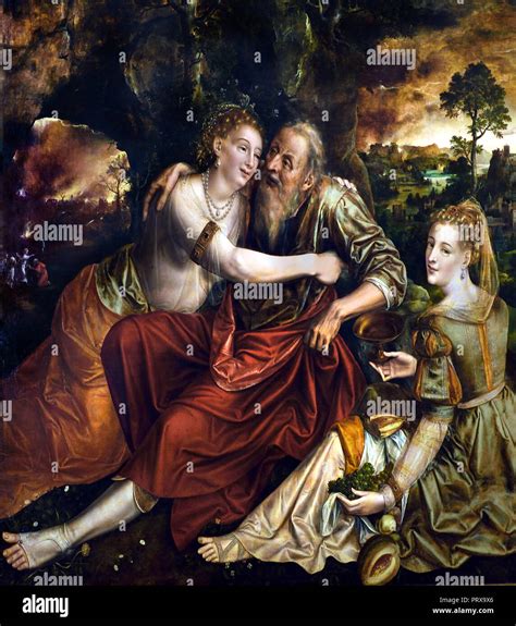 Lot and his daughters 1563 Jan MASSYS 1509 - 1575 Belgium Belgian Stock ...