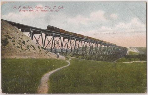 Valley City North Dakota Postcard Northern Pacific Railroad Bridge Train 1909 | Valley city ...