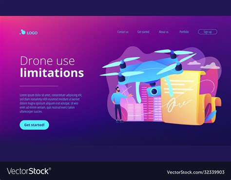 Drone flying regulations concept landing page Vector Image