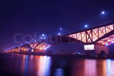 seongsan bridge at night in korea | Stock image | Colourbox