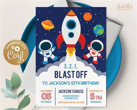 EDITABLE Space Boy Birthday Party Invitation Galaxy Party - Etsy